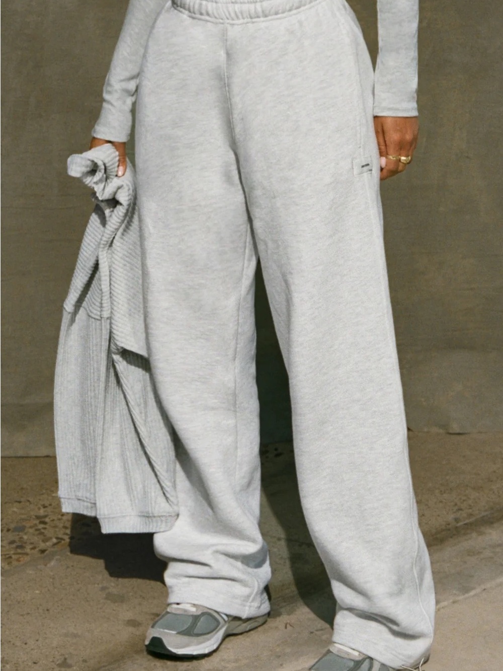 ♡ Joah Brown NEW Oversized Straight Leg Jogger in Pearl Grey French Terry